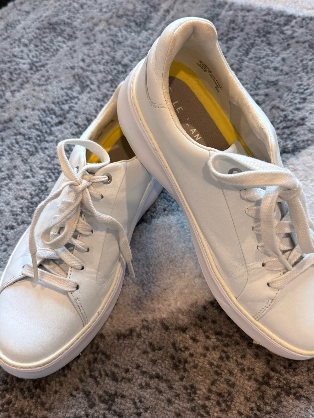 Cole Haan GrandPrø Tennis Sneakers White Leather Casual Shoes 7.5